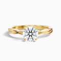 Lucy 1.5 Carat Round Solitaire Twisted Band Moissanite Diamond Ring in 10k Yellow Gold