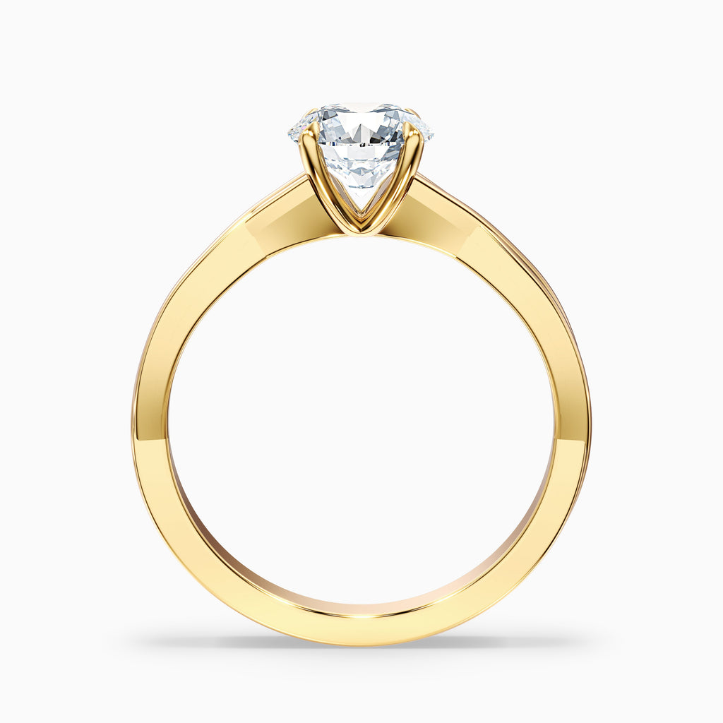 Lucy 3.5 Carat Round Solitaire Twisted Band Moissanite Diamond Ring in 14k White Gold