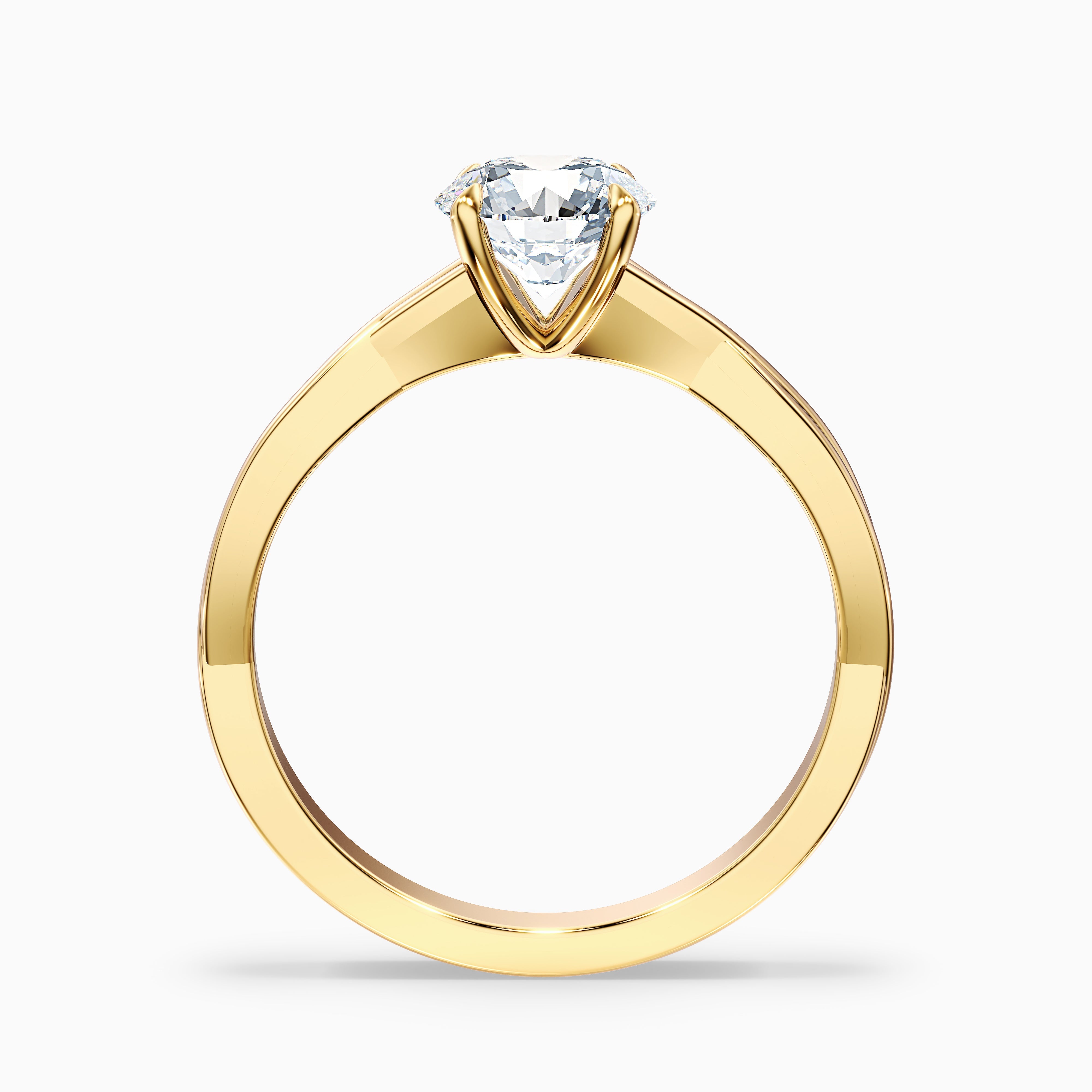 Lucy 1.5 Carat Round Solitaire Twisted Band Moissanite Diamond Ring in 18k Yellow Gold