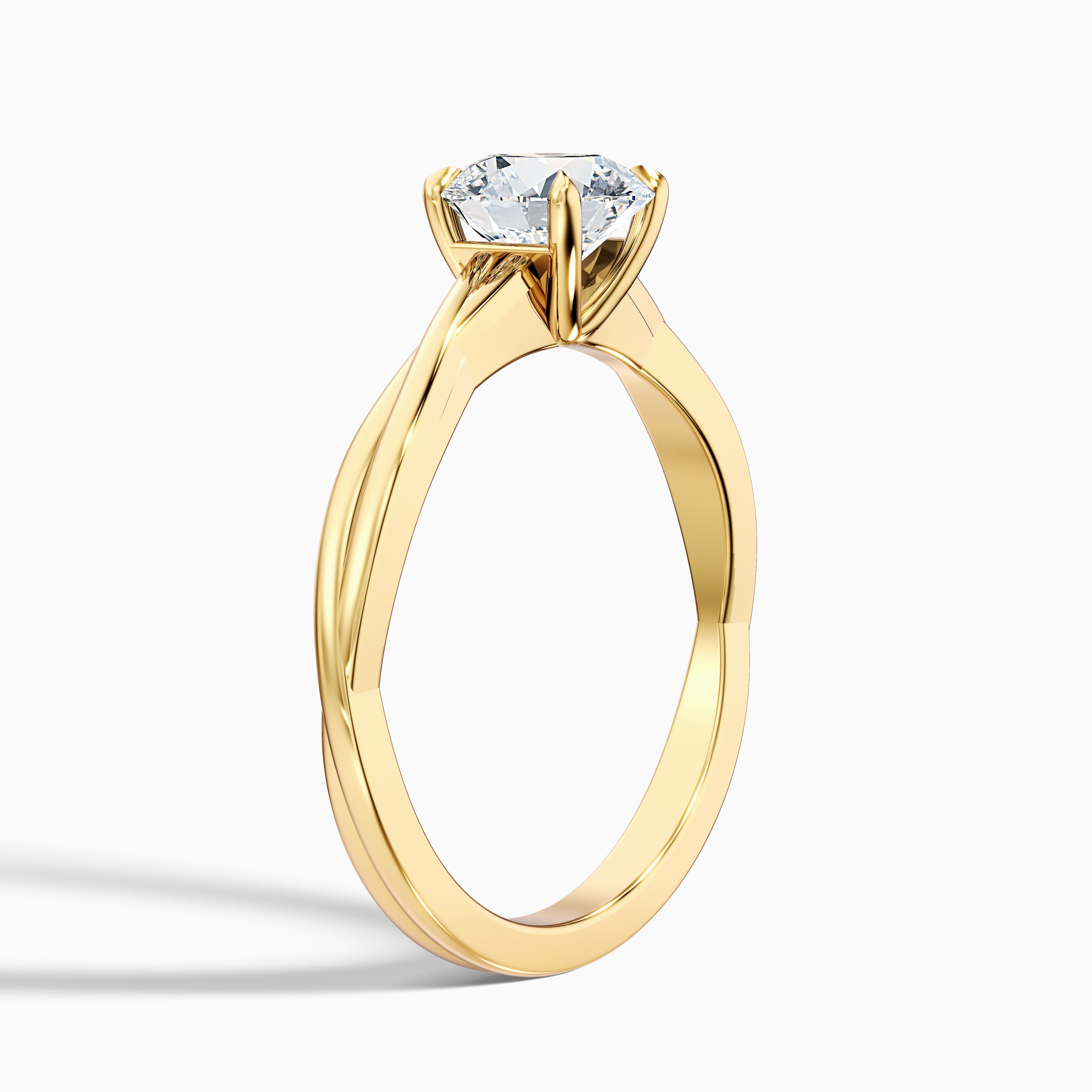 Lucy 1 Carat Round Solitaire Twisted Band Moissanite Diamond Ring in Platinum