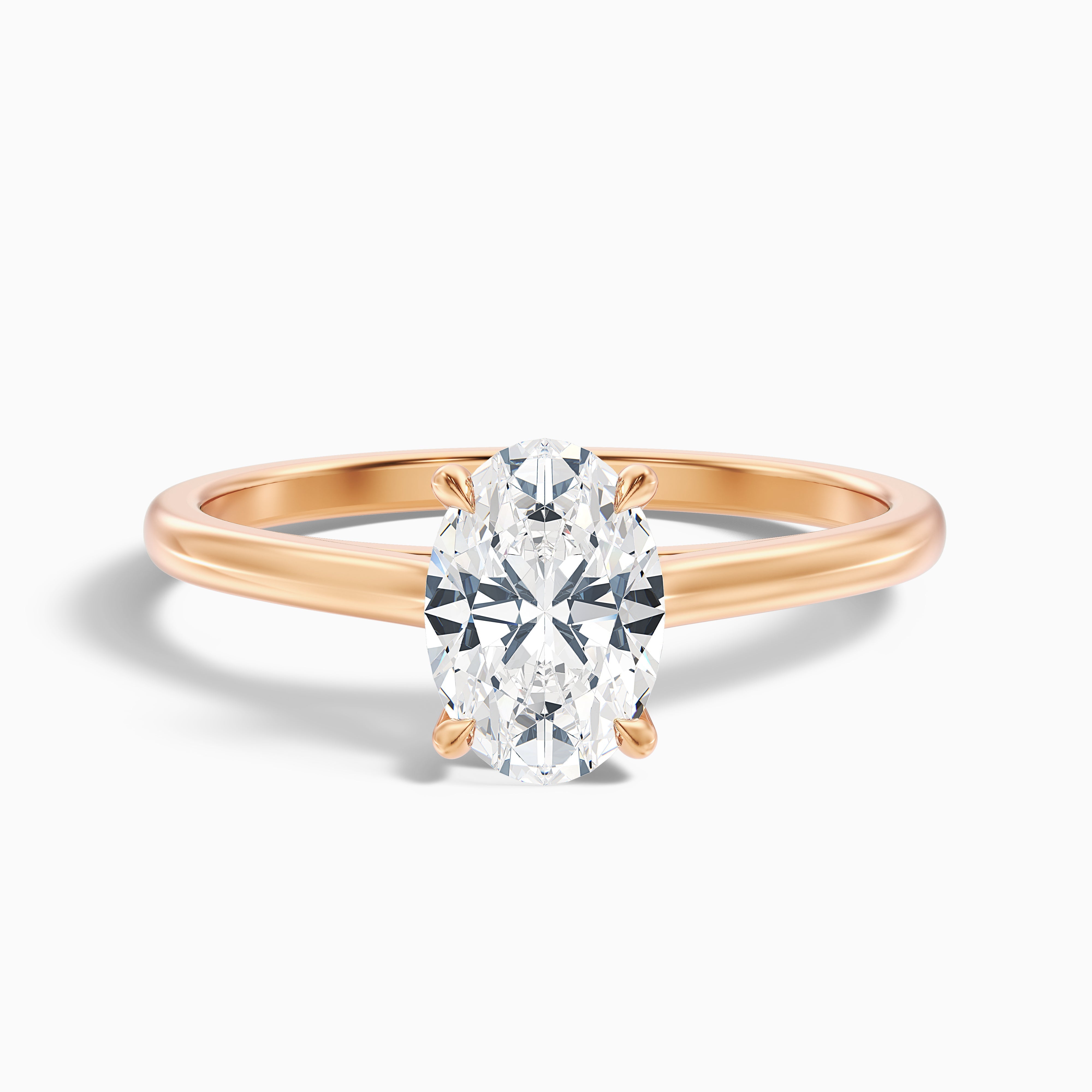 Love 5.5 Carat Oval Solitaire Moissanite Diamond Ring in 18k Rose Gold