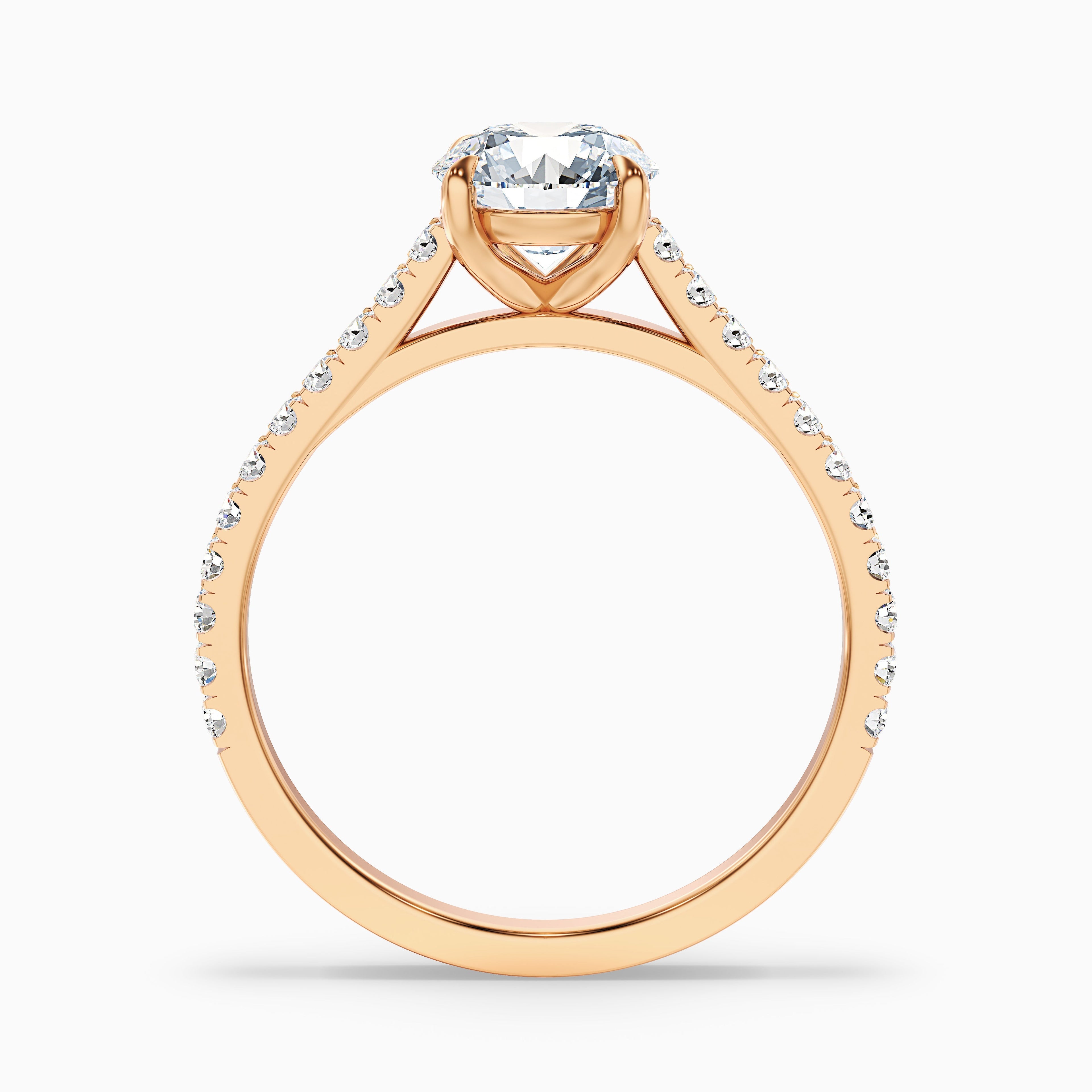 Lilly 4 Carat Round Side Stone Pave Moissanite Diamond Ring in 18k Yellow Gold