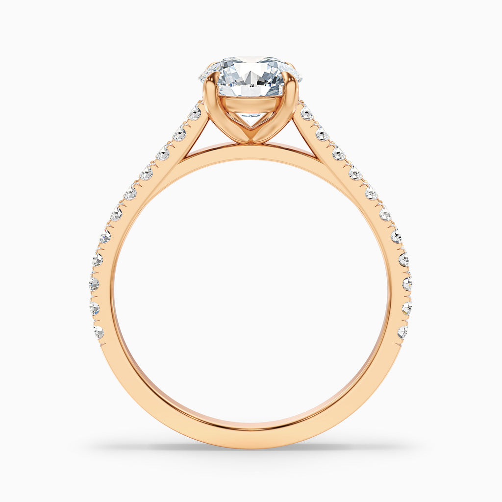 Lilly 4 Carat Round Side Stone Pave Moissanite Diamond Ring in 10k White Gold