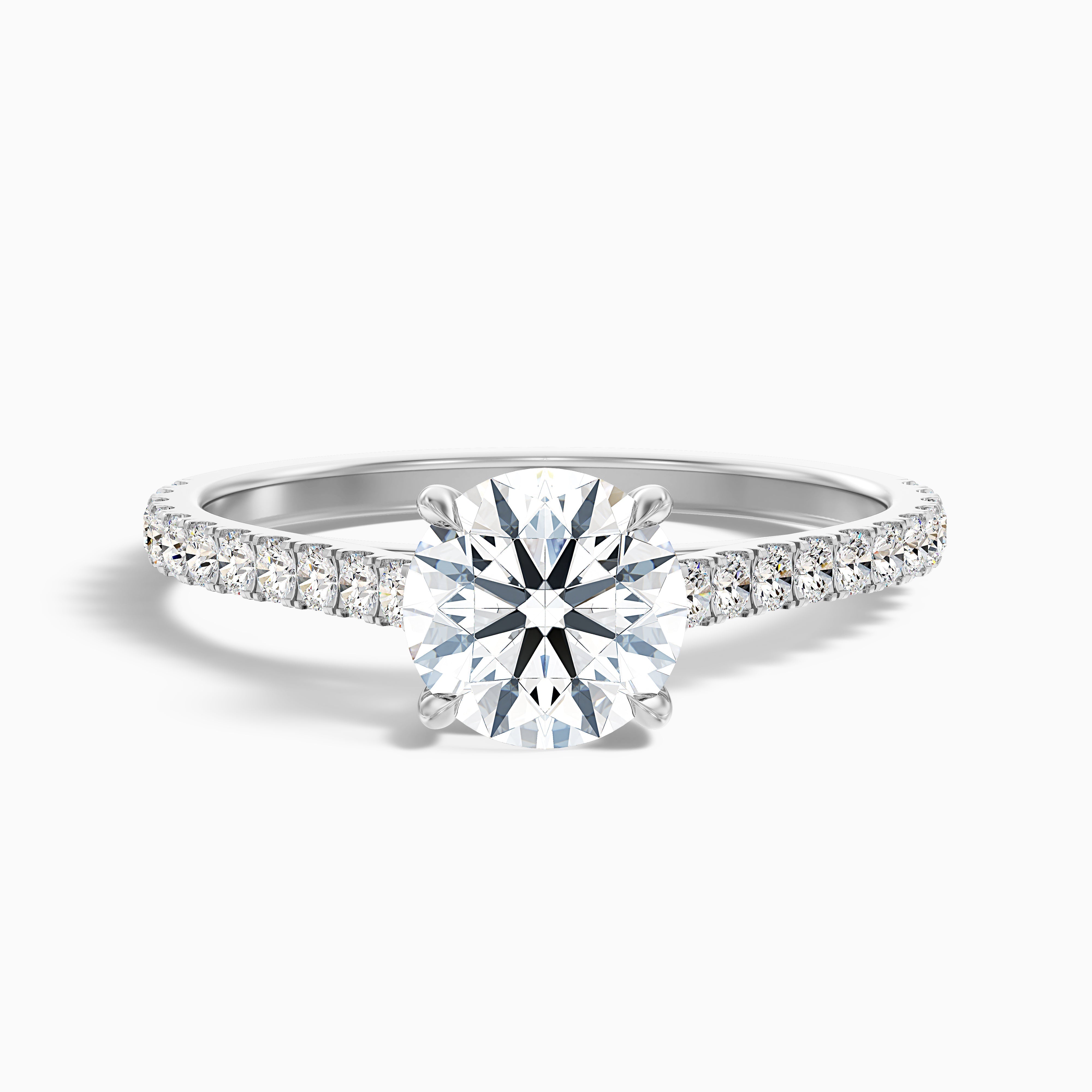 Lilly 2.5 Carat Round Side Stone Pave Moissanite Diamond Ring in 10k Rose Gold