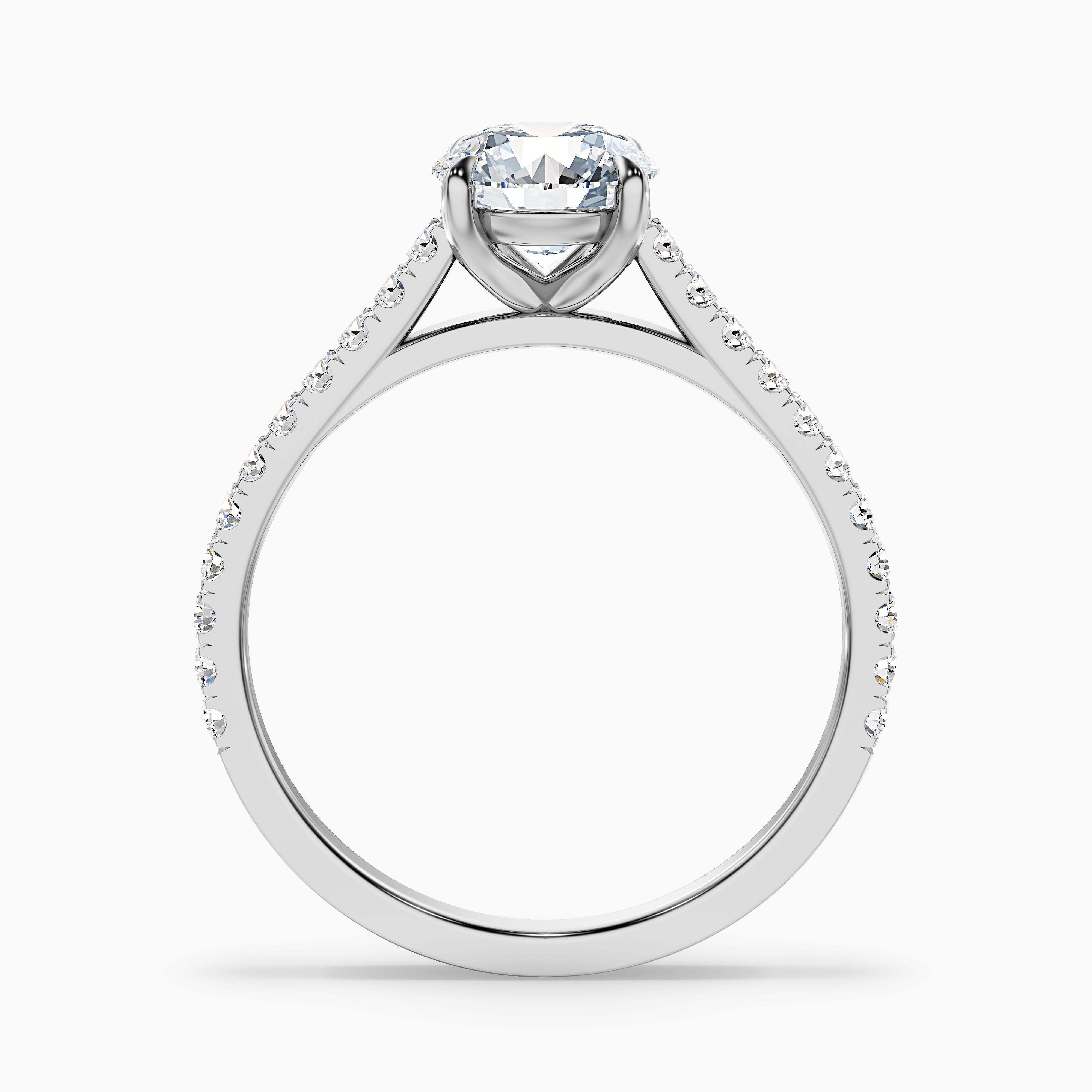Lilly 3 Carat Round Side Stone Pave Moissanite Diamond Ring in Platinum