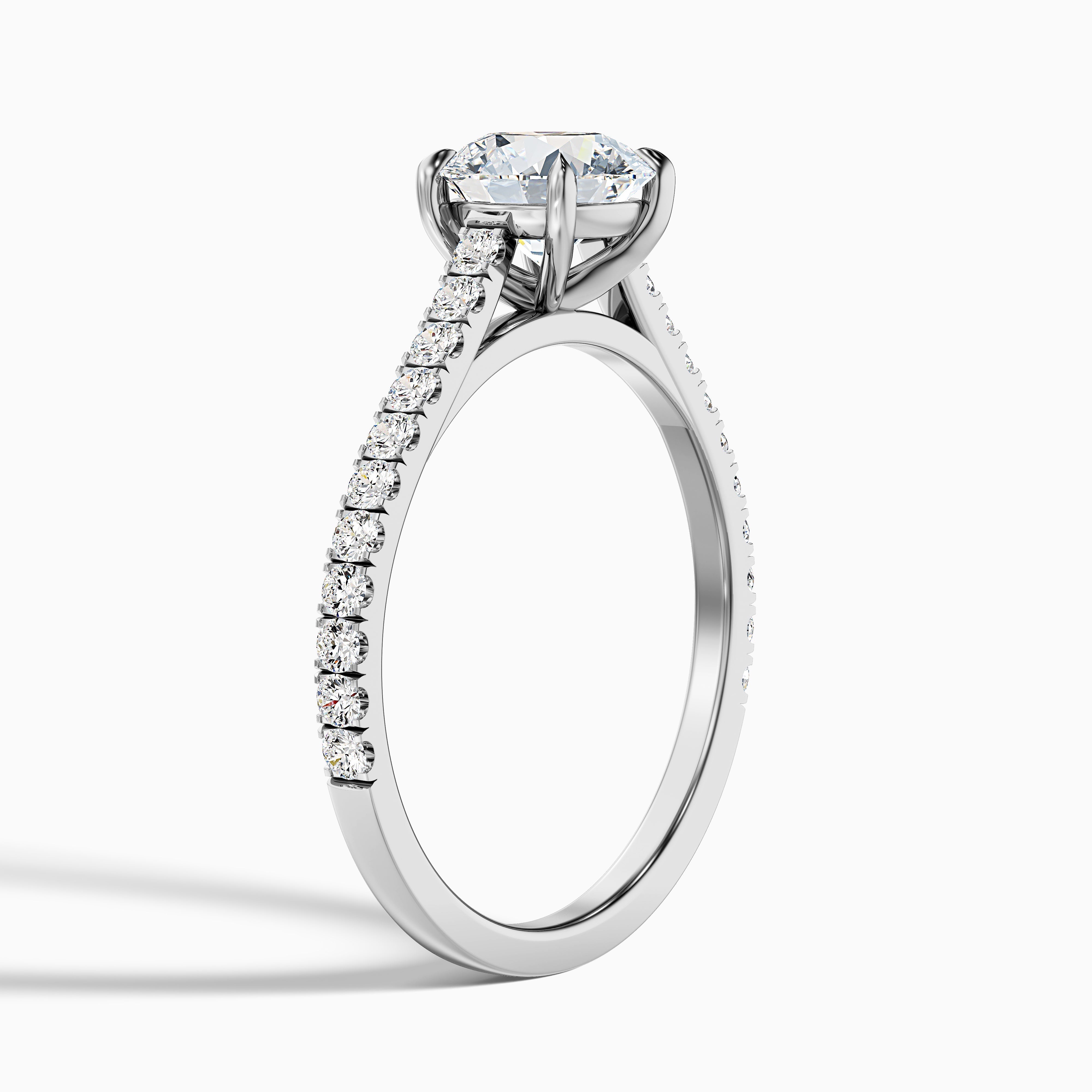 Lilly 4.5 Carat Round Side Stone Pave Moissanite Diamond Ring in Platinum