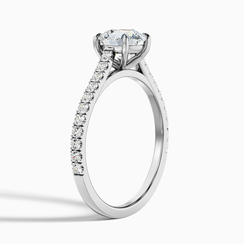 Lilly 3 Carat Round Side Stone Pave Moissanite Diamond Ring in Platinum