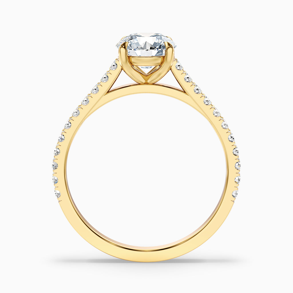 Lilly 1 Carat Round Side Stone Pave Moissanite Diamond Ring in 10k White Gold