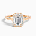 Lara 4 Carat Emerald Cut Halo Moissanite Diamond Ring in 10k Rose Gold