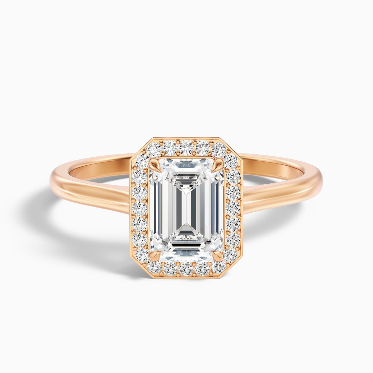 Lara 5.5 Carat Emerald Cut Halo Moissanite Diamond Ring in 10k Yellow Gold