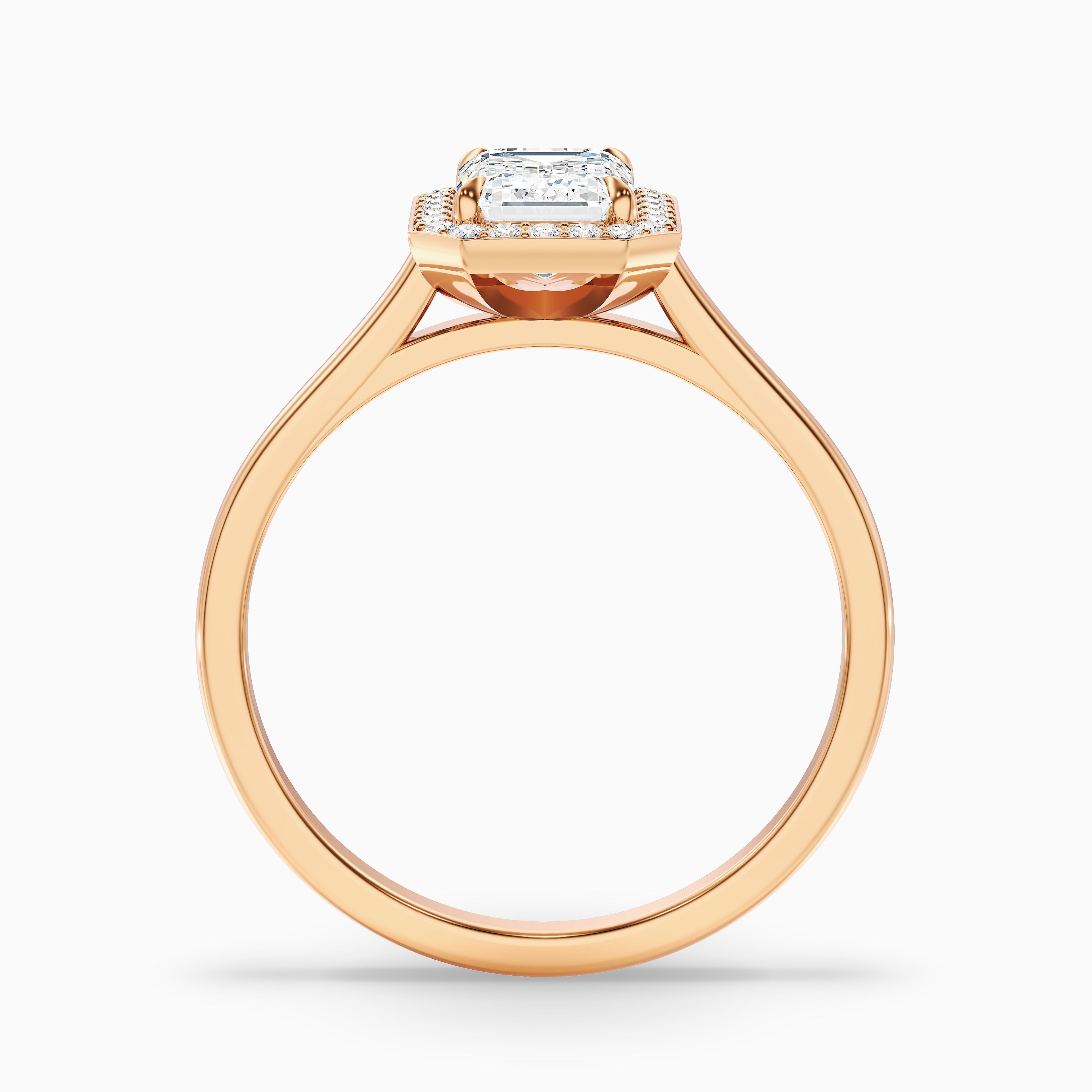 Lara 5.5 Carat Emerald Cut Halo Moissanite Diamond Ring in 18k White Gold