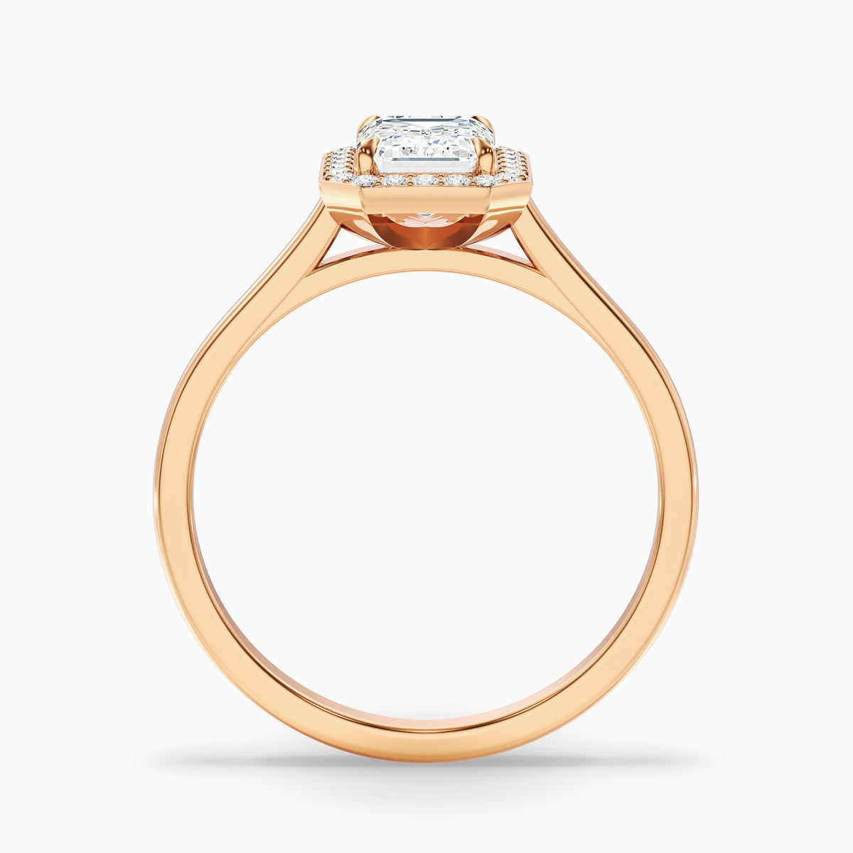 Lara 2.5 Carat Emerald Cut Halo Moissanite Diamond Ring in 18k Yellow Gold