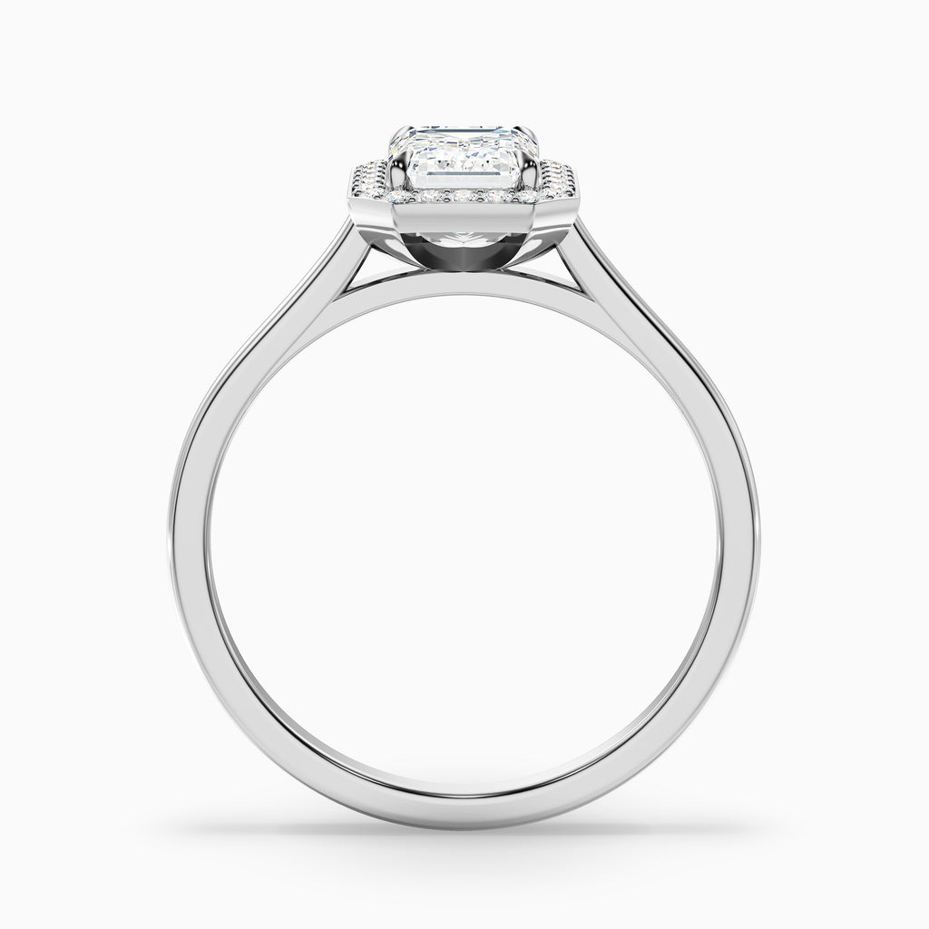 Lara 5.5 Carat Emerald Cut Halo Moissanite Diamond Ring in Platinum