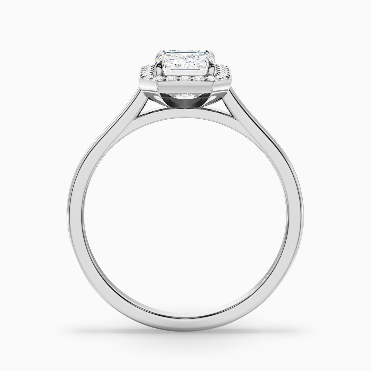 Lara 3.5 Carat Emerald Cut Halo Moissanite Diamond Ring in 14k Yellow Gold