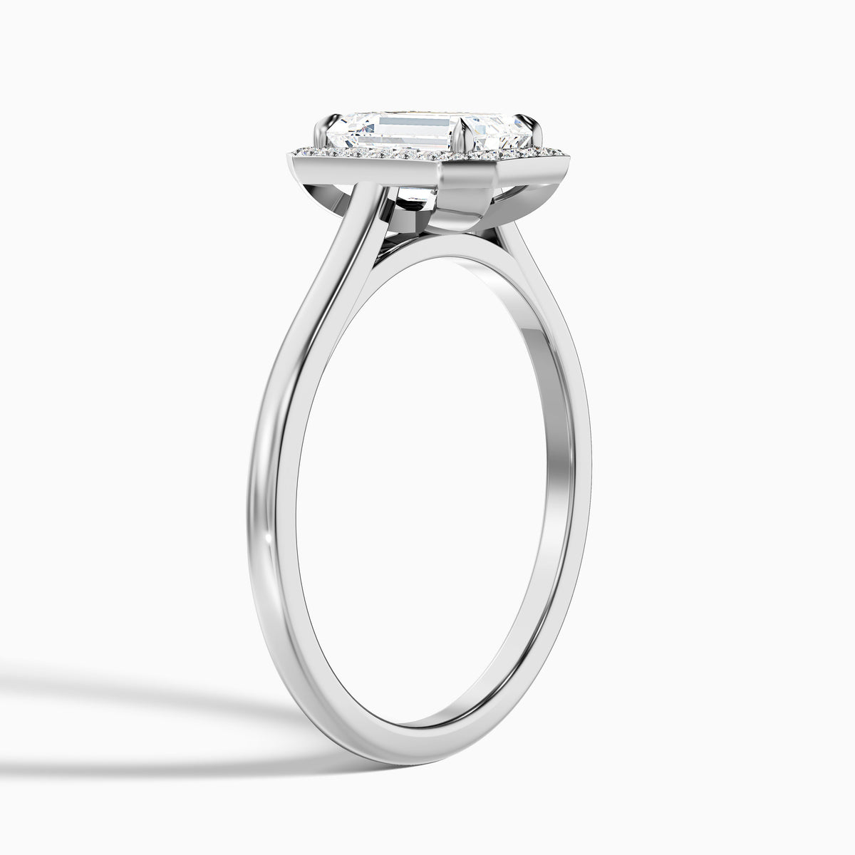 Lara 1.5 Carat Emerald Cut Halo Moissanite Diamond Ring in 10k Yellow Gold