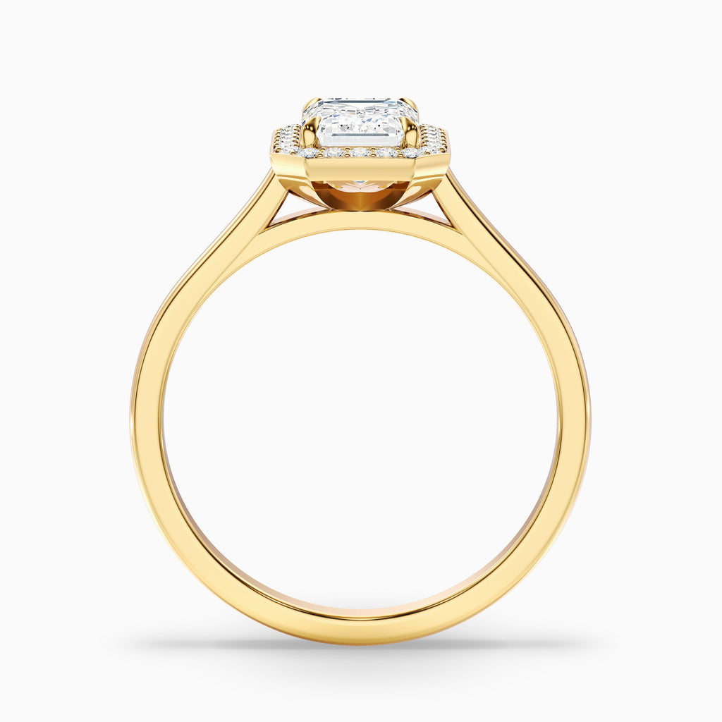 Lara 1.5 Carat Emerald Cut Halo Moissanite Diamond Ring in 14k White Gold