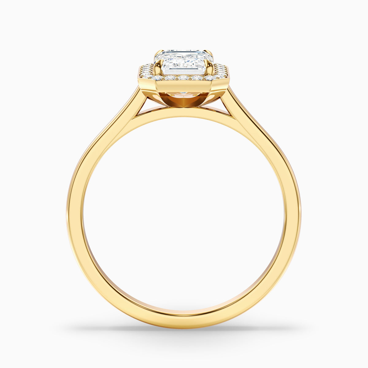 Lara 3.5 Carat Emerald Cut Halo Moissanite Diamond Ring in 14k Rose Gold