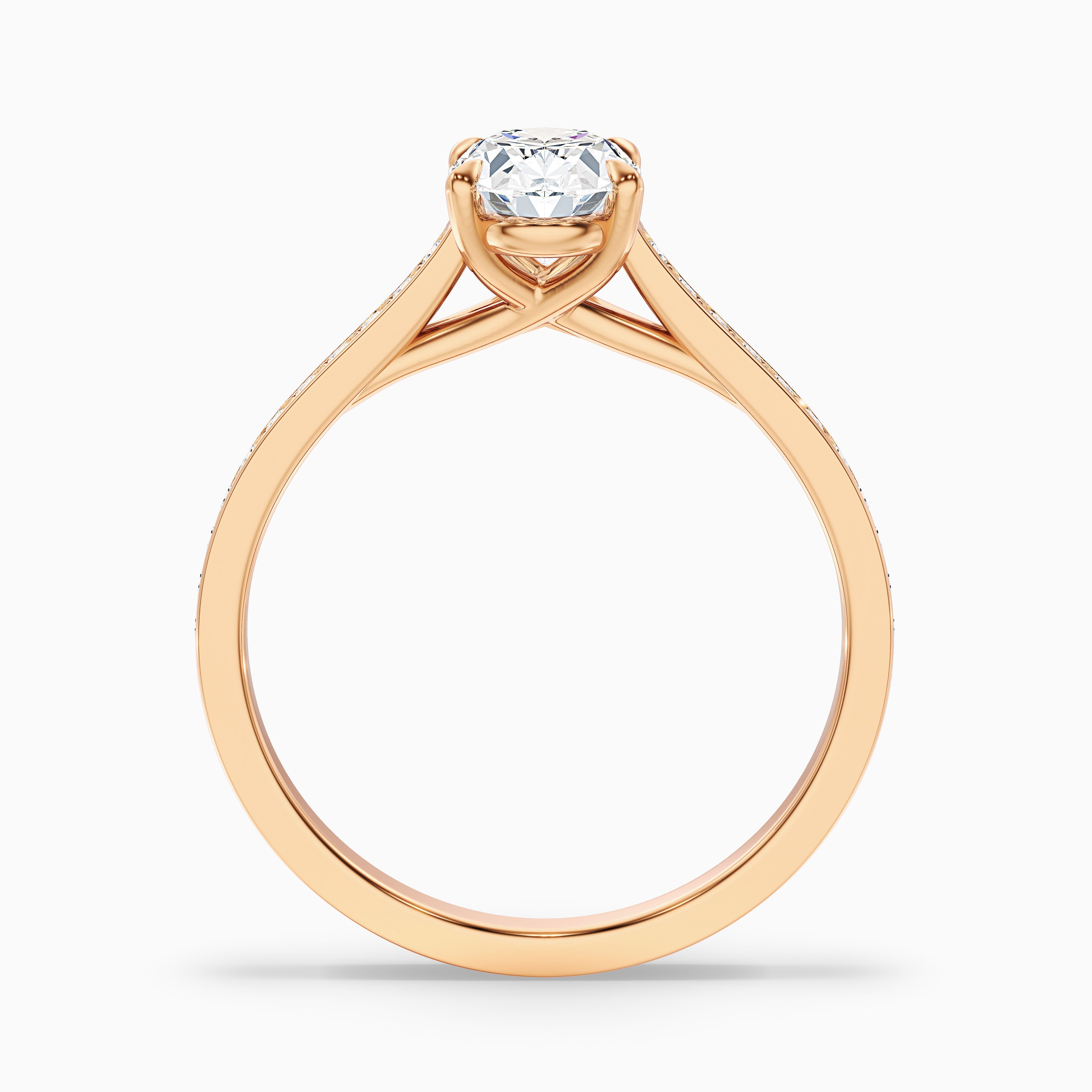 Carla 5 Carat Oval Cut Side Stone Pave Moissanite Diamond Ring in 10k Yellow Gold