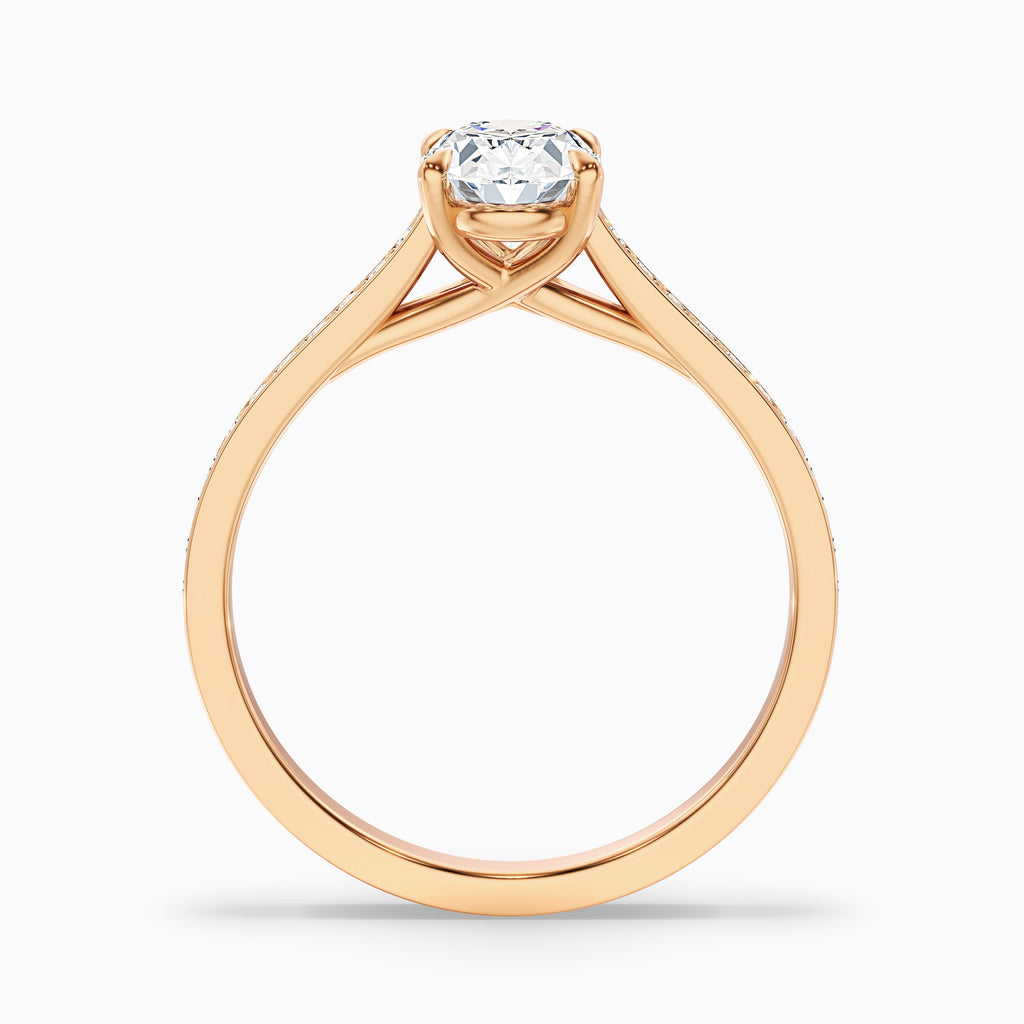 Carla 4 Carat Oval Cut Side Stone Pave Moissanite Diamond Ring in 10k White Gold