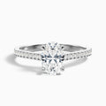 Carla 5.5 Carat Oval Cut Side Stone Pave Moissanite Diamond Ring in 14k White Gold