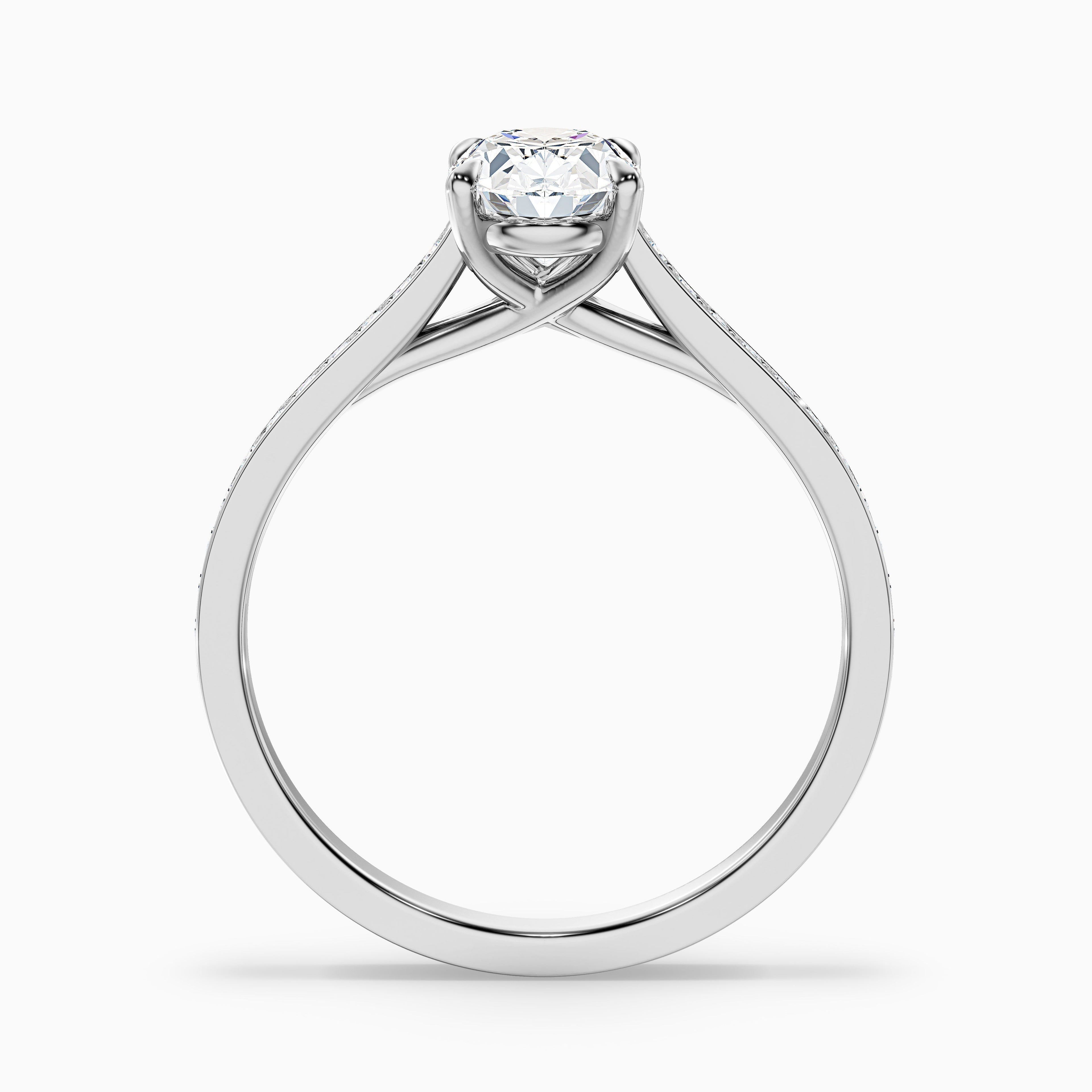 Carla 5.5 Carat Oval Cut Side Stone Pave Moissanite Diamond Ring in 18k Rose Gold