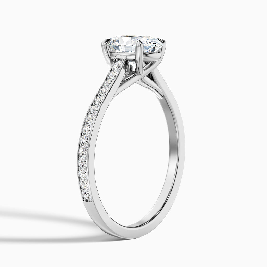 Carla 5.5 Carat Oval Cut Side Stone Pave Moissanite Diamond Ring in 18k Rose Gold