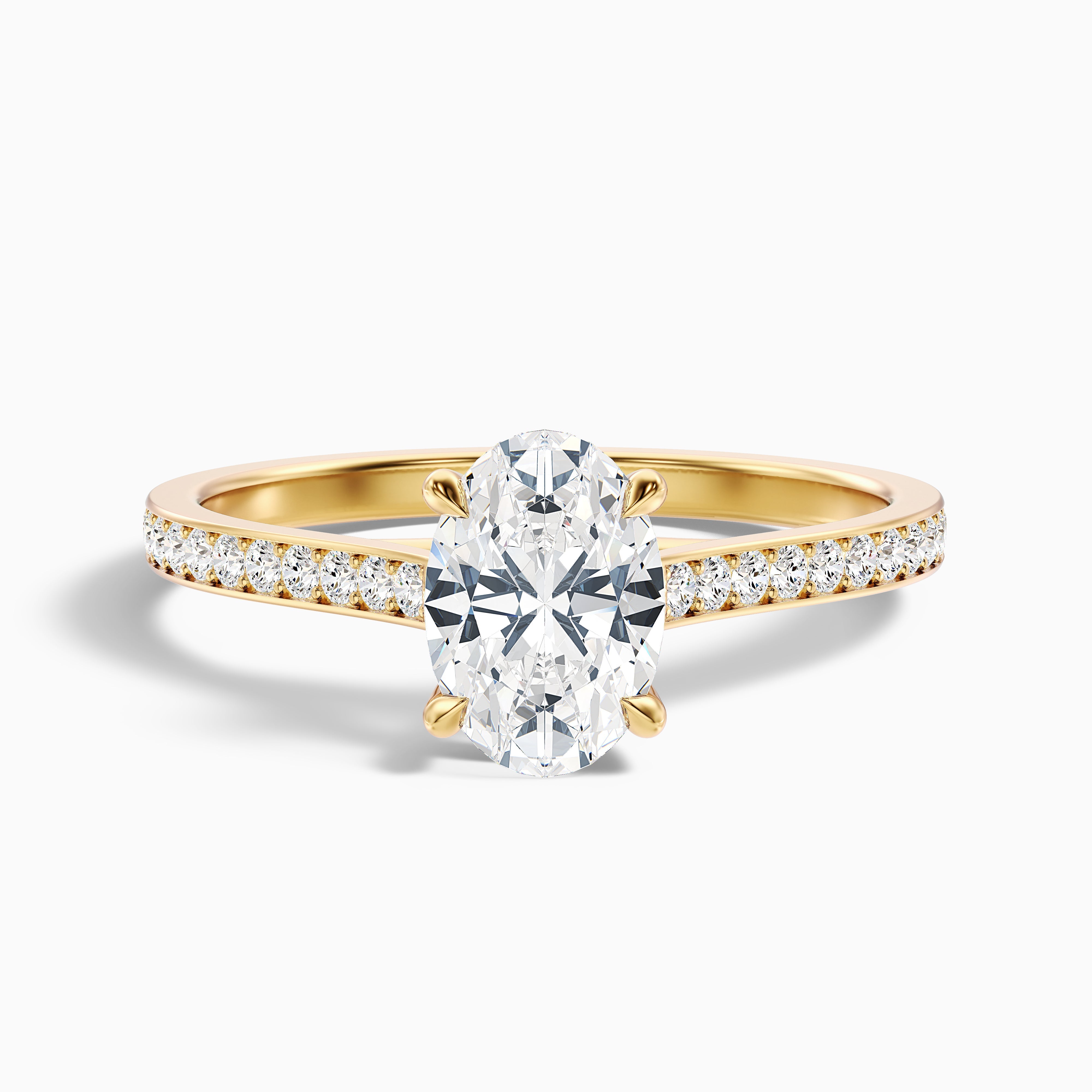 Carla 5.5 Carat Oval Cut Side Stone Pave Moissanite Diamond Ring in 18k White Gold