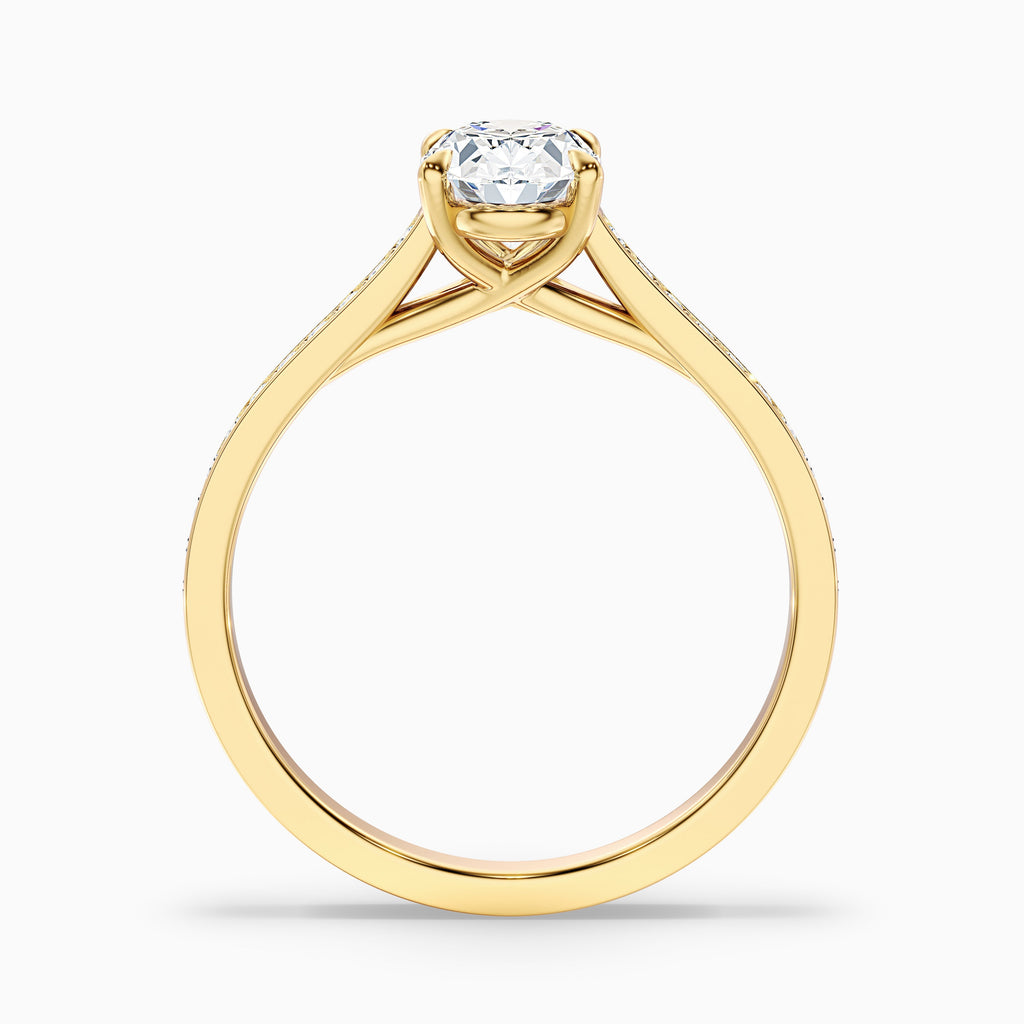 Carla 5.5 Carat Oval Cut Side Stone Pave Moissanite Diamond Ring in Platinum