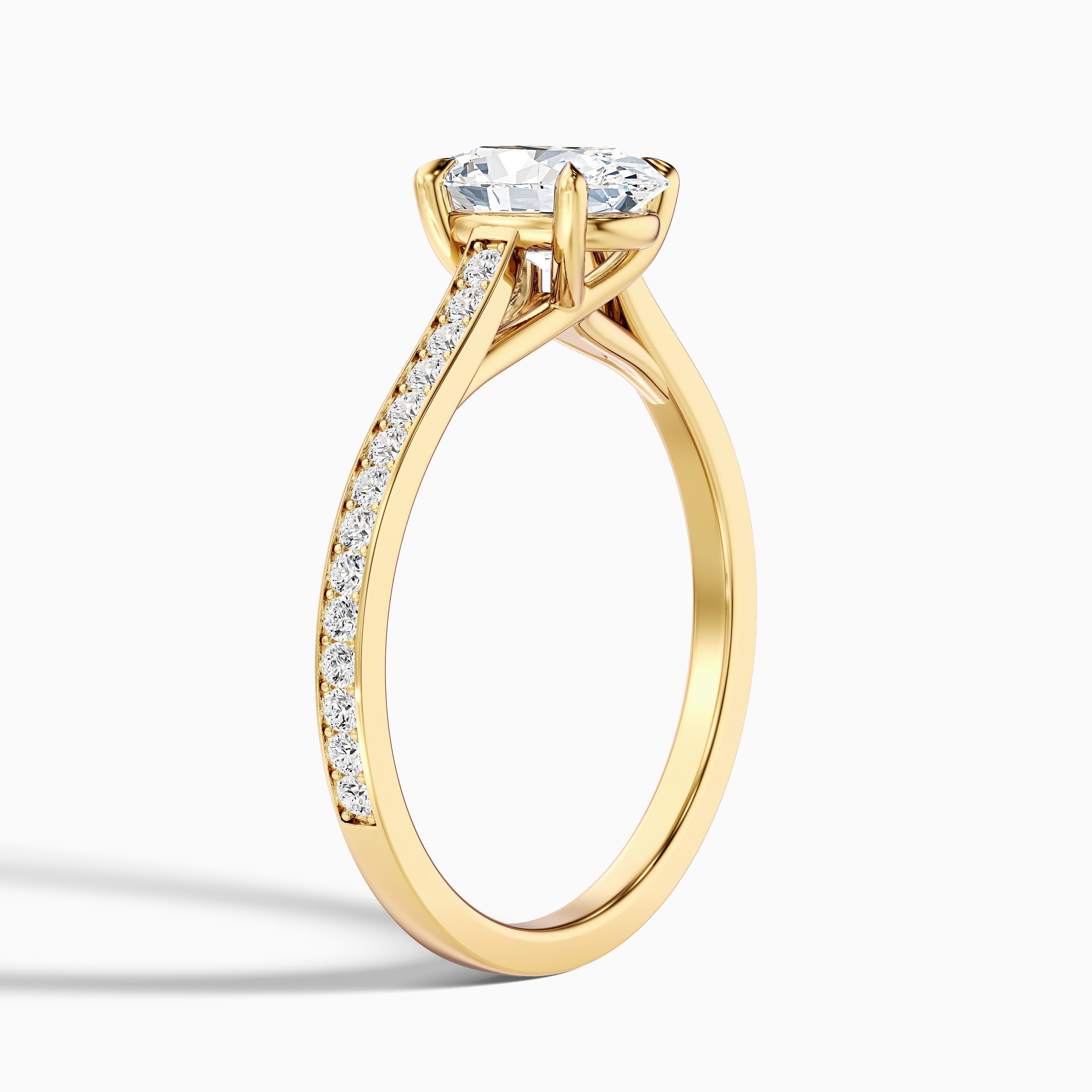 Carla 4 Carat Oval Cut Side Stone Pave Moissanite Diamond Ring in 10k White Gold