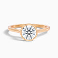 Angel 2.5 Carat Round Bezel Set Moissanite Diamond Ring with Hidden Halo in 10k Rose Gold