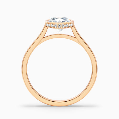 Angel 2.5 Carat Round Bezel Set Moissanite Diamond Ring with Hidden Halo in 10k Rose Gold