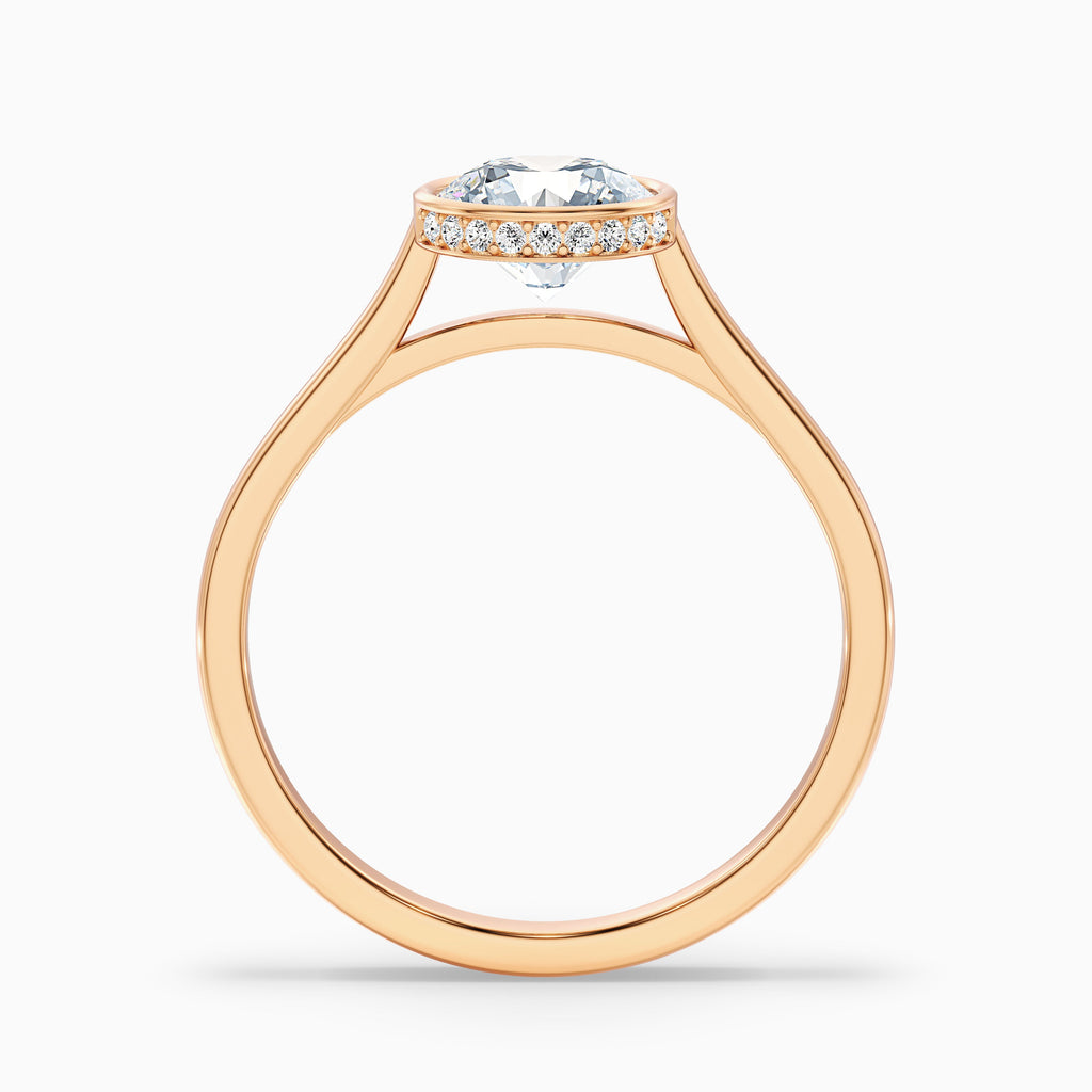 Angel 5.5 Carat Round Bezel Set Moissanite Diamond Ring with Hidden Halo in 14k White Gold