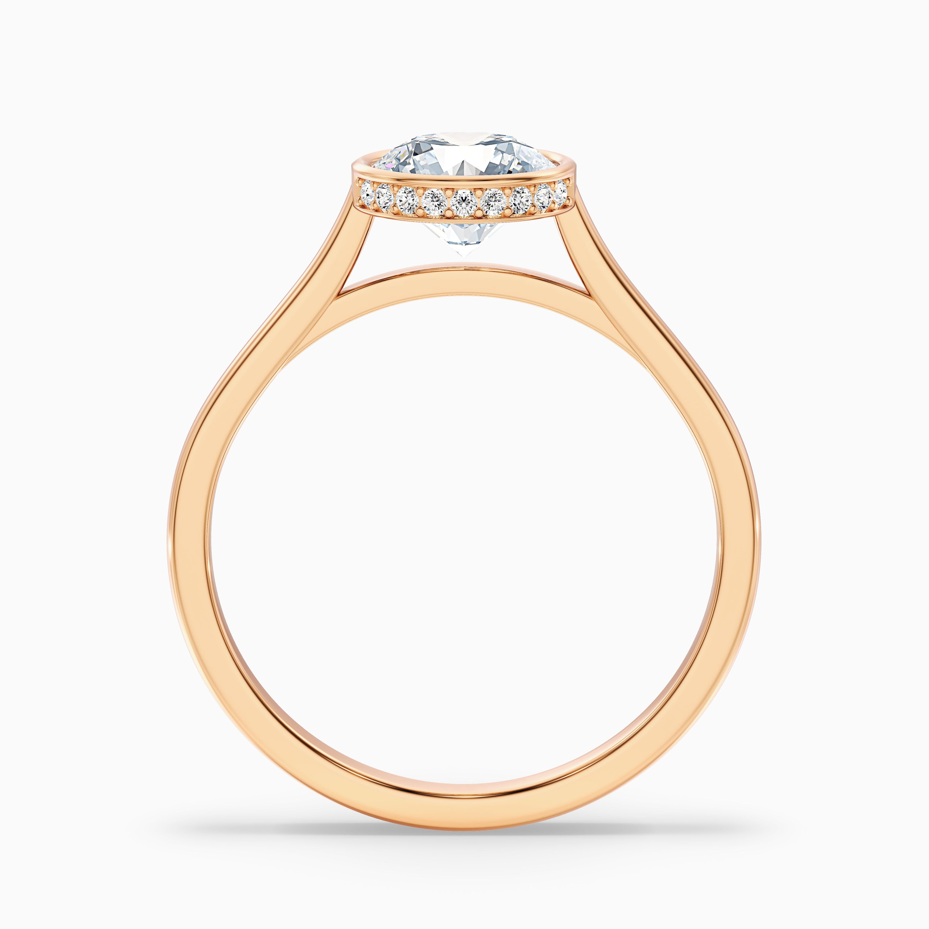 Angel 4 Carat Round Bezel Set Moissanite Diamond Ring with Hidden Halo in 18k Yellow Gold