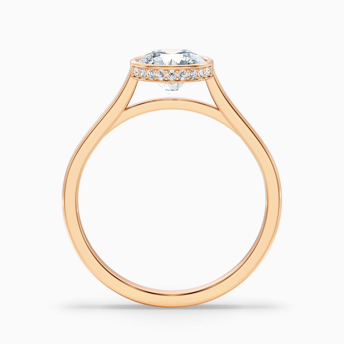 Angel 5 Carat Round Bezel Set Moissanite Diamond Ring with Hidden Halo in 10k White Gold