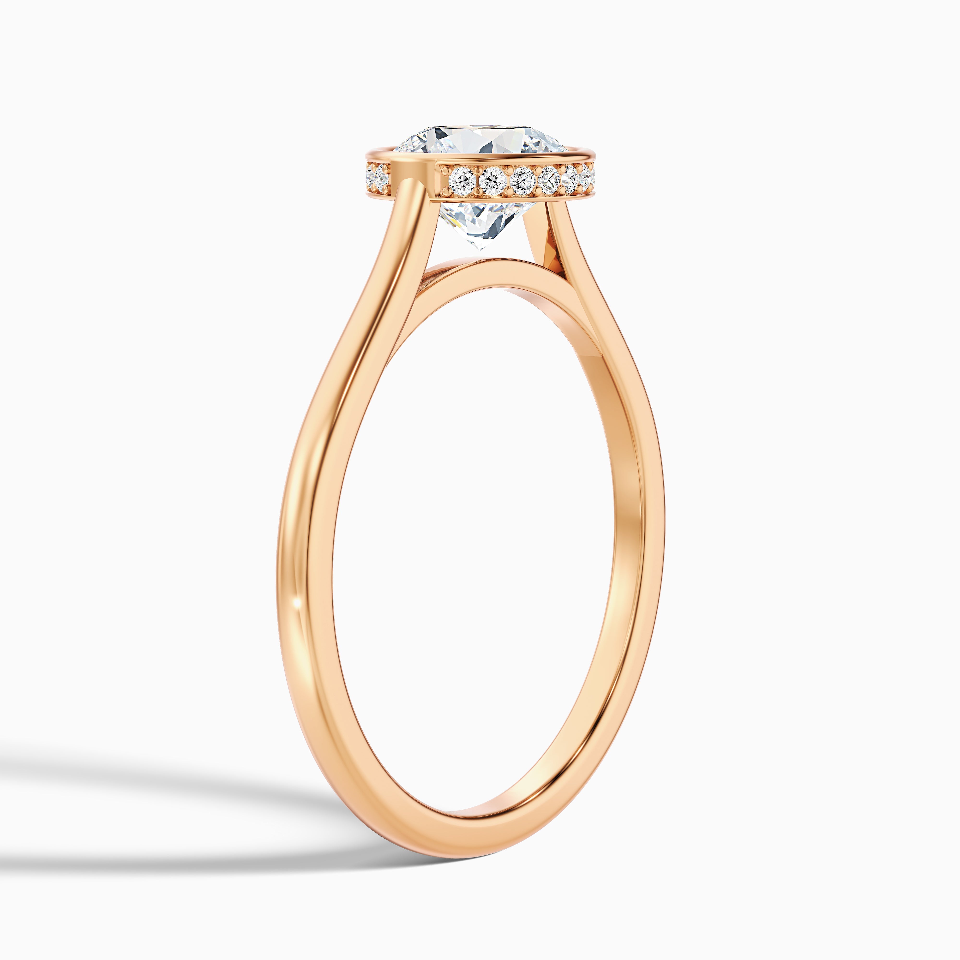 Angel 3 Carat Round Bezel Set Moissanite Diamond Ring with Hidden Halo in 10k Yellow Gold