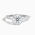Angel 2.5 Carat Round Bezel Set Moissanite Diamond Ring with Hidden Halo in 14k White Gold
