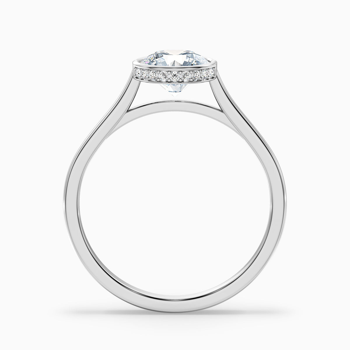 Angel 2.5 Carat Round Bezel Set Moissanite Diamond Ring with Hidden Halo in 14k Rose Gold