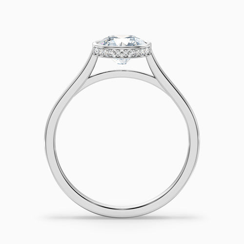 Angel 2.5 Carat Round Bezel Set Moissanite Diamond Ring with Hidden Halo in 10k White Gold
