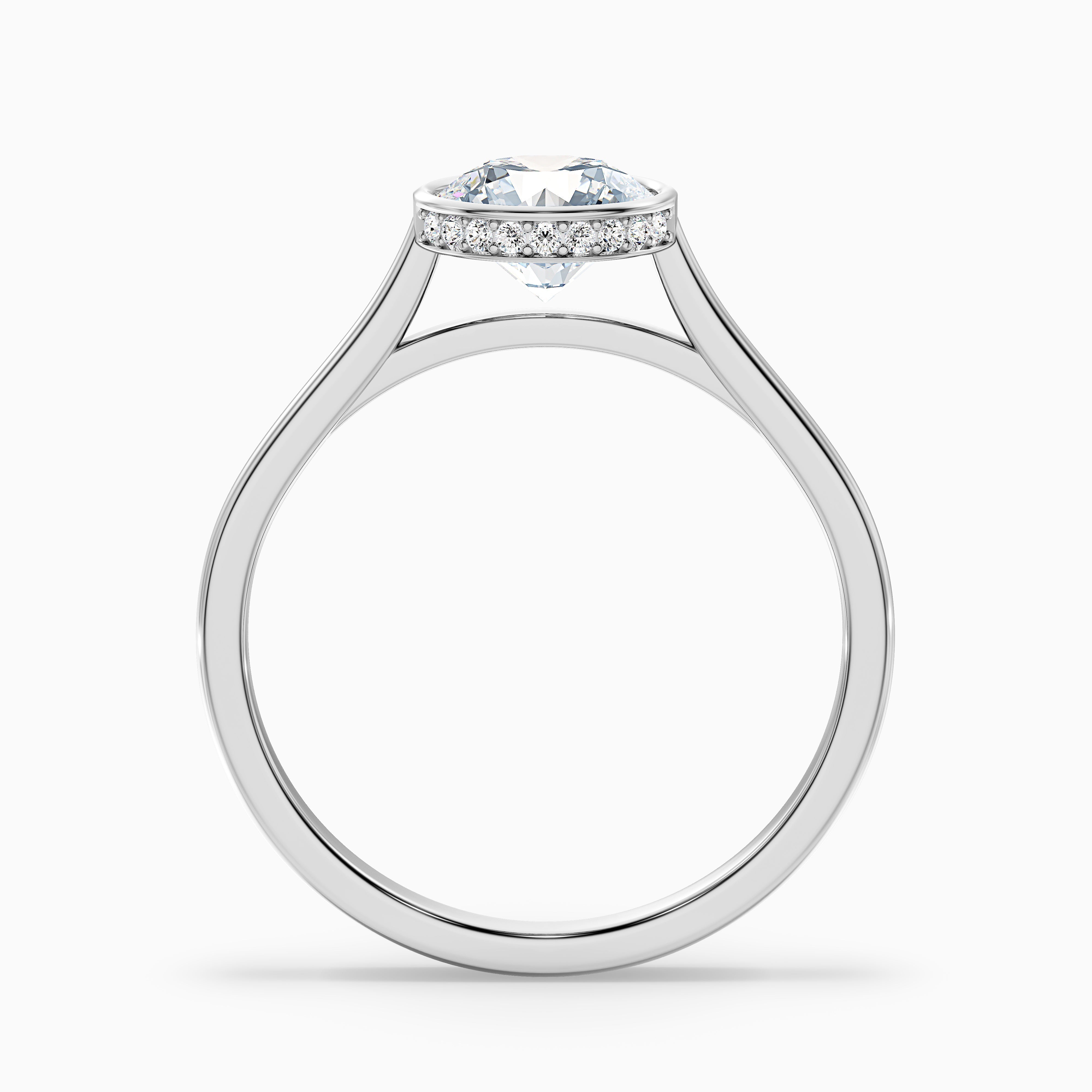 Angel 4.5 Carat Round Bezel Set Moissanite Diamond Ring with Hidden Halo in 18k White Gold