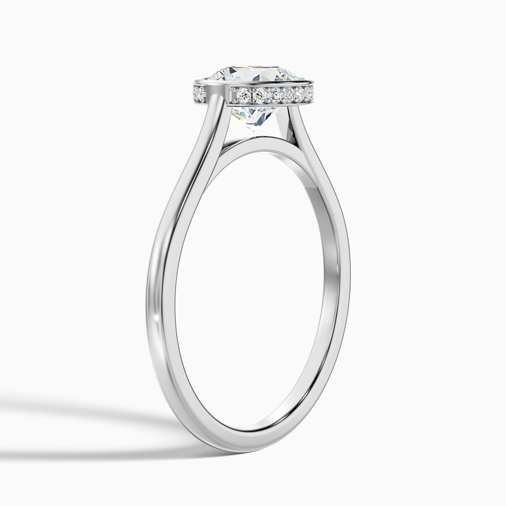 Angel 2.5 Carat Round Bezel Set Moissanite Diamond Ring with Hidden Halo in 18k Yellow Gold