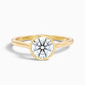 Angel 2.5 Carat Round Bezel Set Moissanite Diamond Ring with Hidden Halo in 18k Yellow Gold