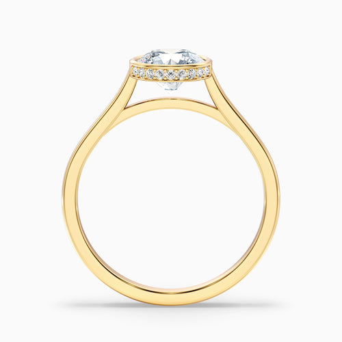 Angel 2.5 Carat Round Bezel Set Moissanite Diamond Ring with Hidden Halo in 10k Yellow Gold