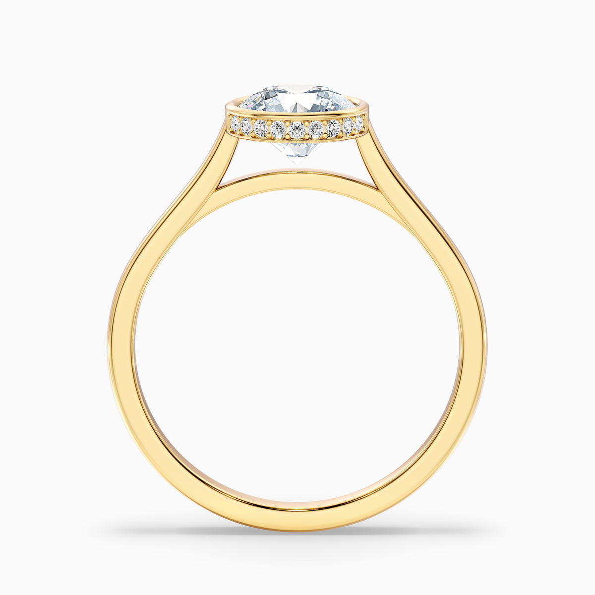 Angel 2 Carat Round Bezel Set Moissanite Diamond Ring with Hidden Halo in 14k White Gold