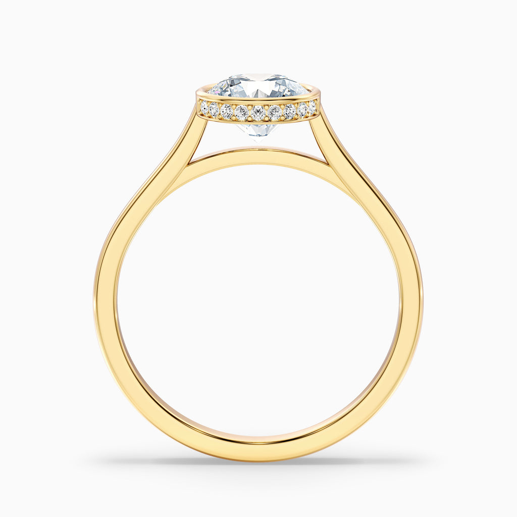 Angel 3 Carat Round Bezel Set Moissanite Diamond Ring with Hidden Halo in Platinum