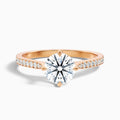 Alexa 3 Carat Round Side Stone Pave Moissanite Diamond Ring in 18k Rose Gold