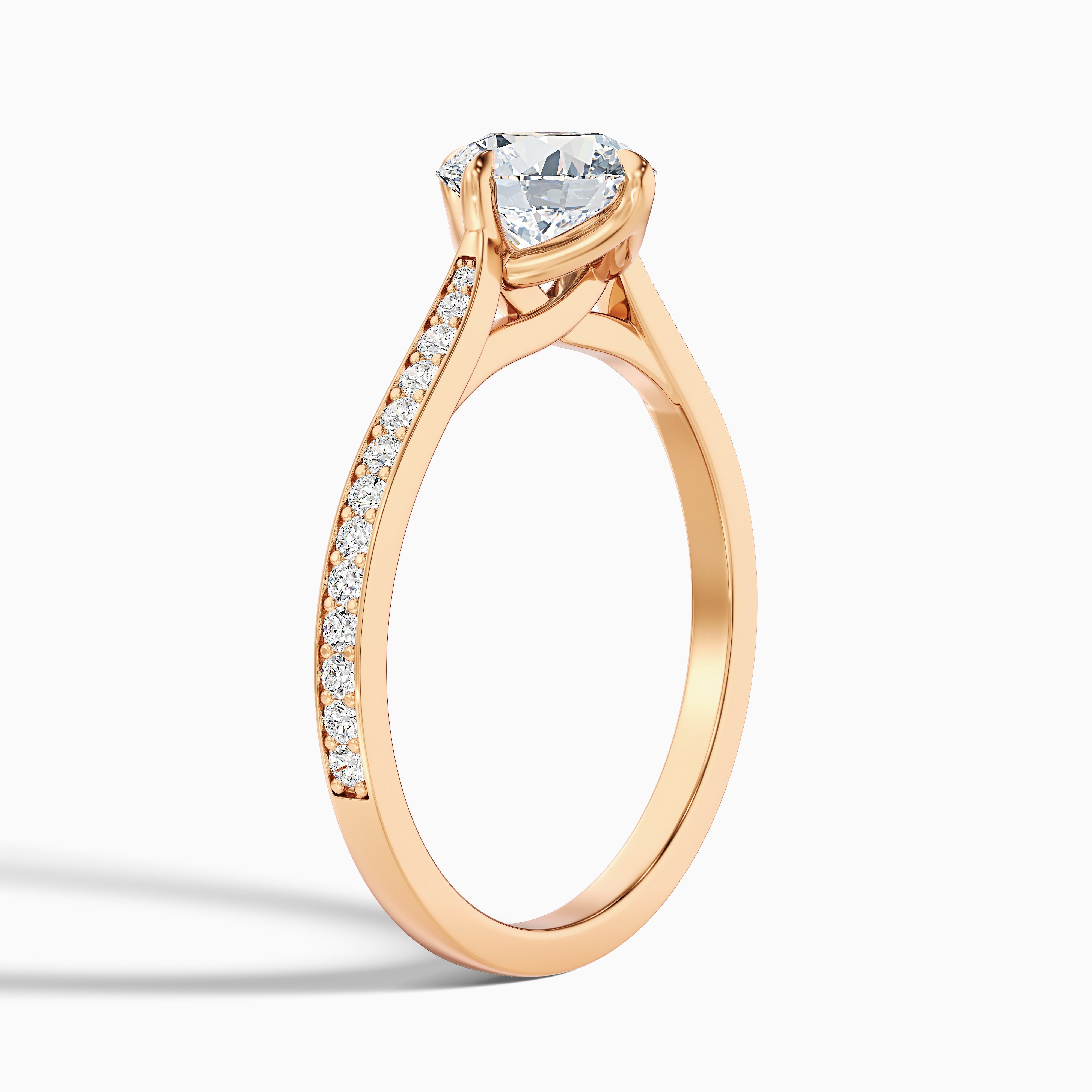 Alexa 2 Carat Round Side Stone Pave Moissanite Diamond Ring in Platinum