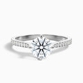 Alexa 4 Carat Round Side Stone Pave Moissanite Diamond Ring in 18k White Gold