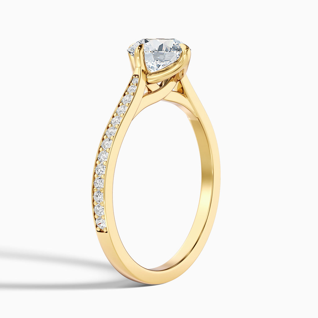 Alexa 5.5 Carat Round Side Stone Pave Moissanite Diamond Ring in 10k Yellow Gold
