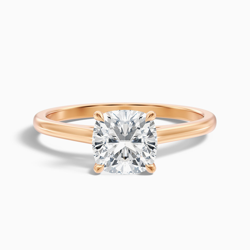 Aisha 2 Carat Cushion Cut Solitaire Moissanite Diamond Ring in 18k Yellow Gold