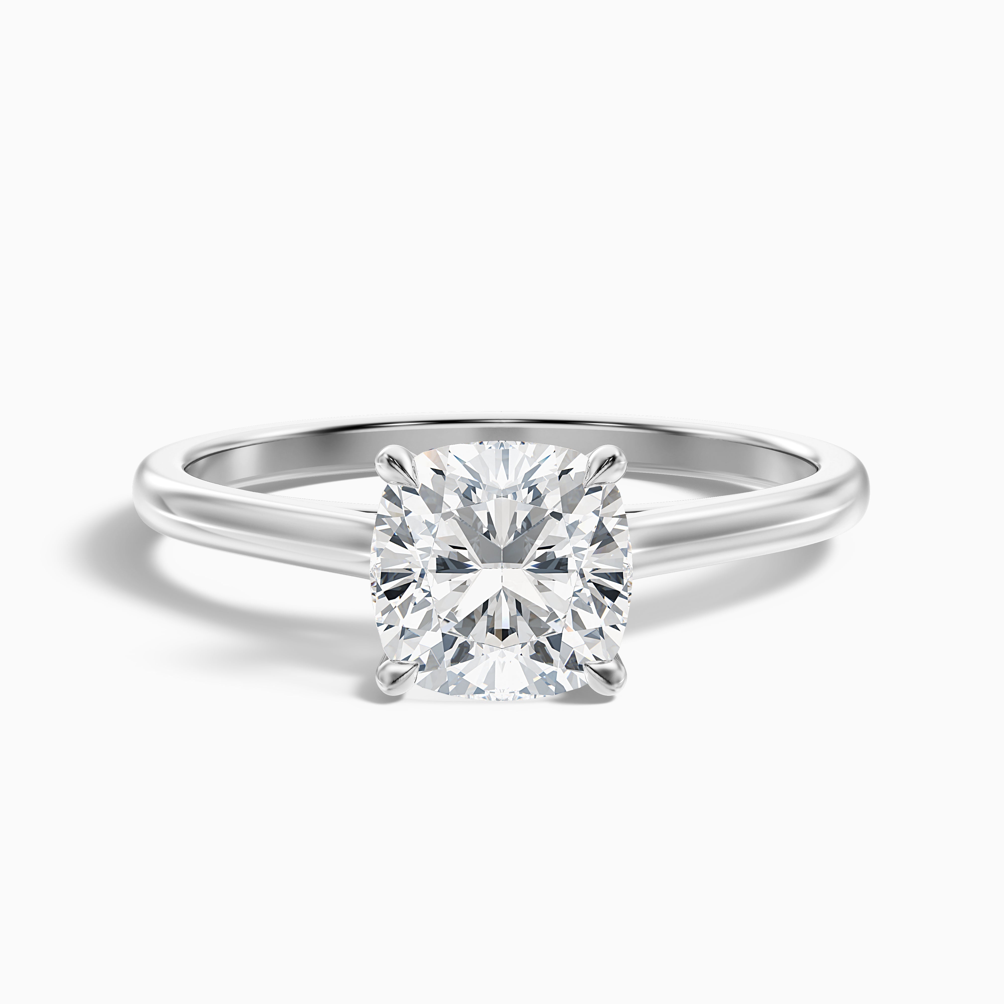 Aisha 1 Carat Cushion Cut Solitaire Moissanite Diamond Ring in 14k White Gold